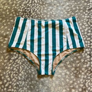 Kortni Jeane High Waist Bottoms in Teal Stripe